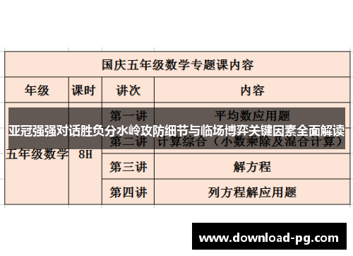 亚冠强强对话胜负分水岭攻防细节与临场博弈关键因素全面解读 亚冠强强对话胜负分水岭攻防细节与临场博弈关键因素全面解读
